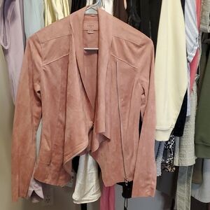 Suede Drape Front Jacket - Pink